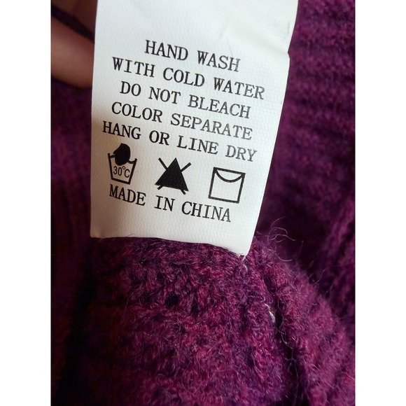 Knit Co-op Womens Purple Ruffle Sleeve Turtleneck Cable Knit Sweater Vest Large - Picture 5 of 6